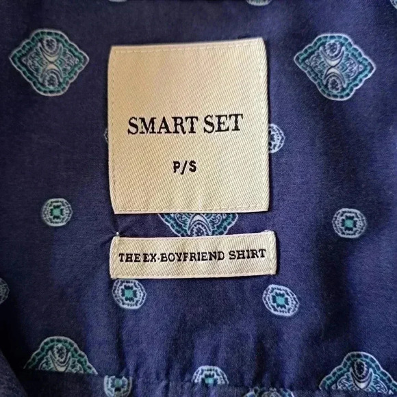 ❤️ Smart Set Long Sleeve Patterned Blouse Size Small - Picture 9 of 12